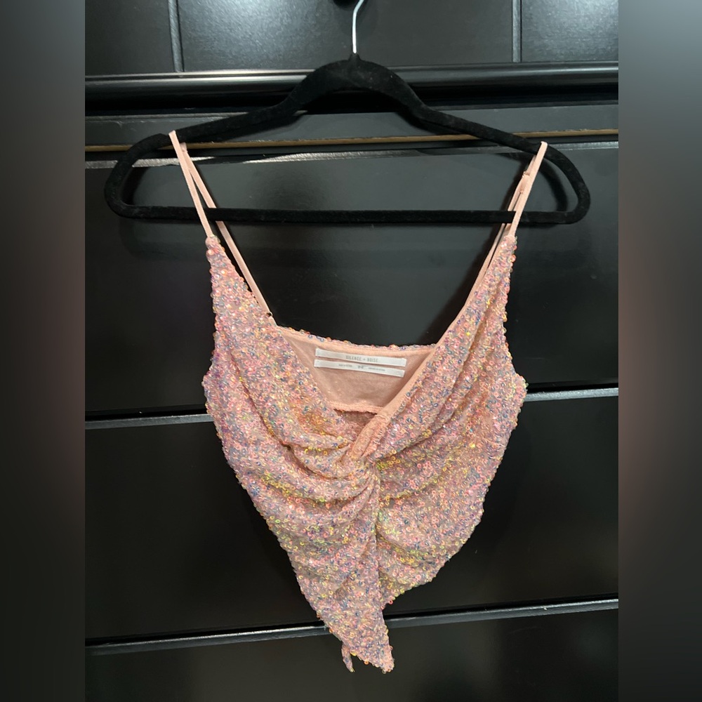 Urban Outfitters Sequin Draped Tank Top - Pink